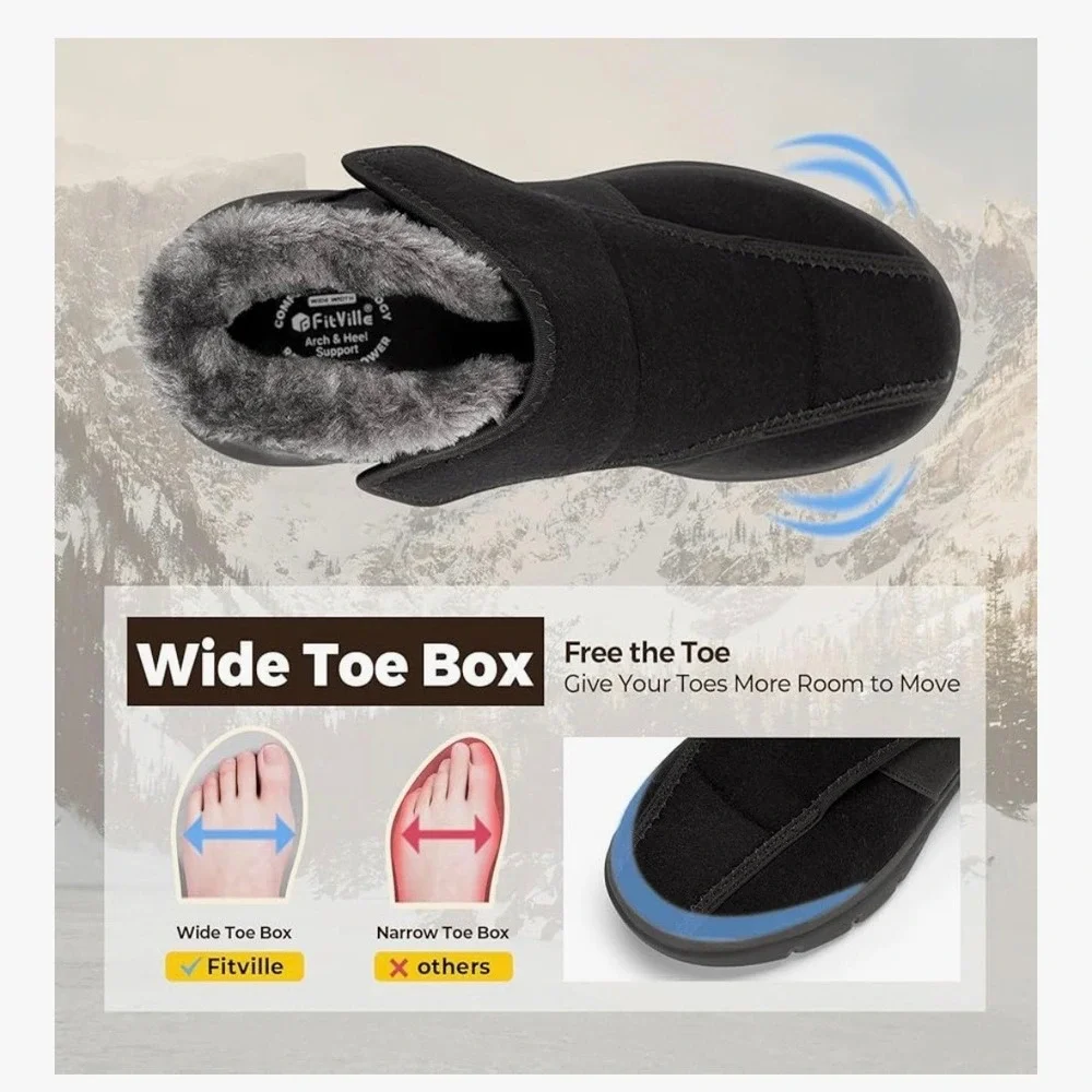 FitVille Womens Diabetic Recovery Winter Boots  Black Adjustable Strap‎ 9W